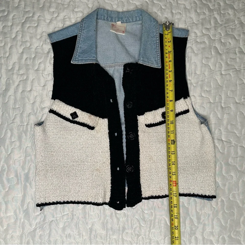 Vintage 90s Romeo Romeo Bouclé & Denim Vest – Western Y2K Aesthetic Size M - Picture 9 of 14